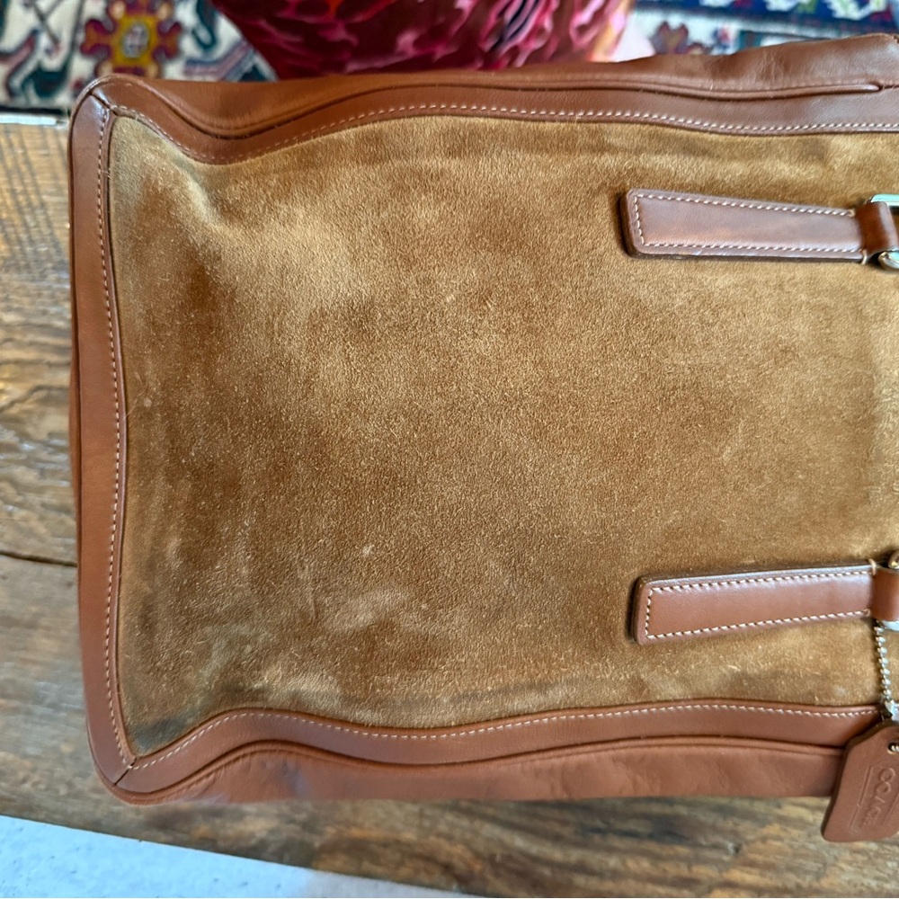 Vintage 2001 Coach Suede & Leather Tote Bag F1P-9424 – Made in Costa Rica - Picture 8 of 13